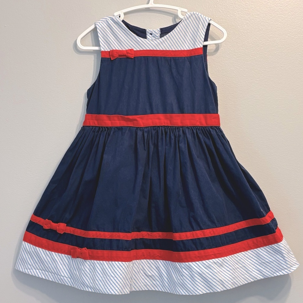 Tommy Hilfiger Navy and Red Striped Kids Dress
